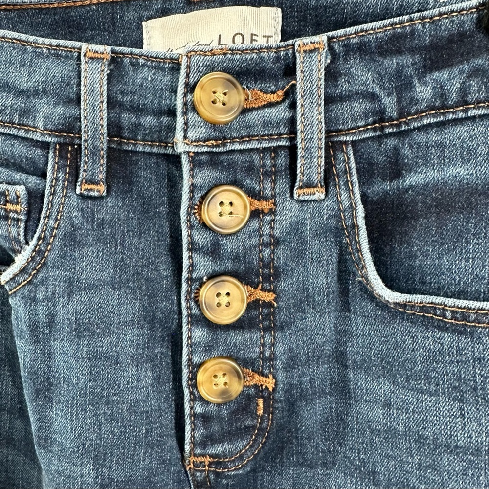 Loft High Rise Skinny Dark Wash Button Fly Jeans - Picture 5 of 10
